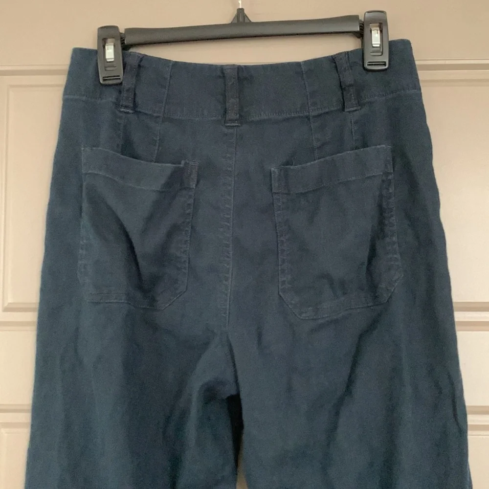 MAEVE CROPPED LINEN FLARE PANT “THE COLETTE” WIDE LEG ANTHROPOLOGIE 4_5